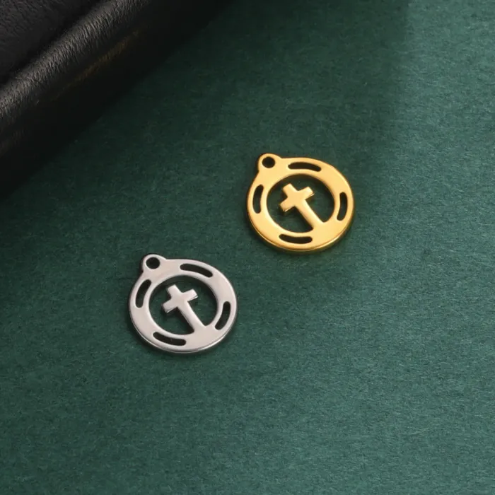 Cross-Border Mini Charms | Lucky Four-Leaf Clover Stainless Steel Pendant | Lotus Small Charm for Jewelry Making Accessories