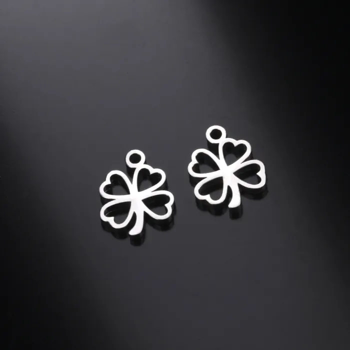 Cross-Border Mini Charms | Lucky Four-Leaf Clover Stainless Steel Pendant | Lotus Small Charm for Jewelry Making Accessories