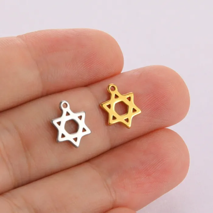 Cross-Border Mini Charms | Lucky Four-Leaf Clover Stainless Steel Pendant | Lotus Small Charm for Jewelry Making Accessories