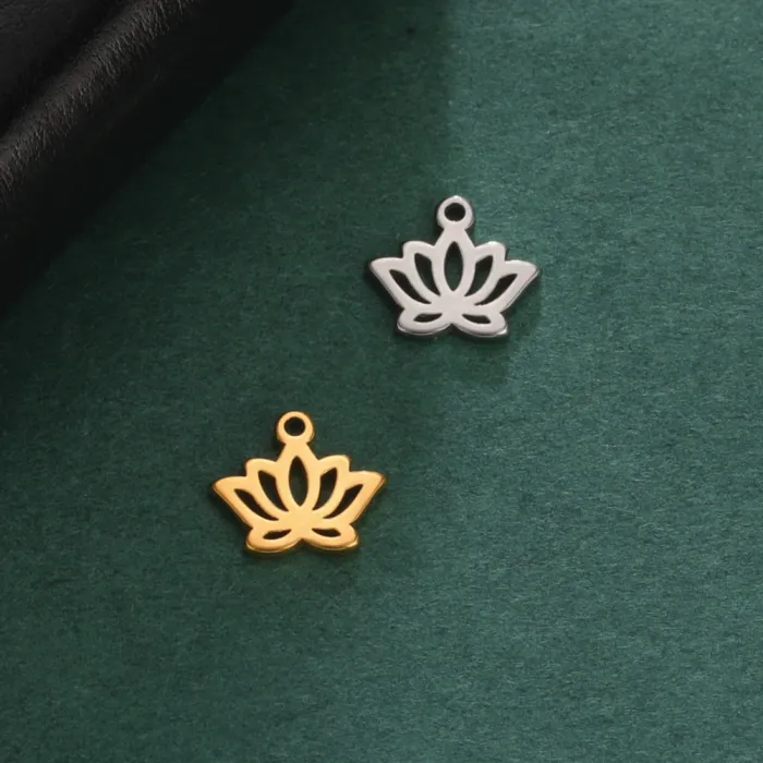 Cross-Border Mini Charms | Lucky Four-Leaf Clover Stainless Steel Pendant | Lotus Small Charm for Jewelry Making Accessories