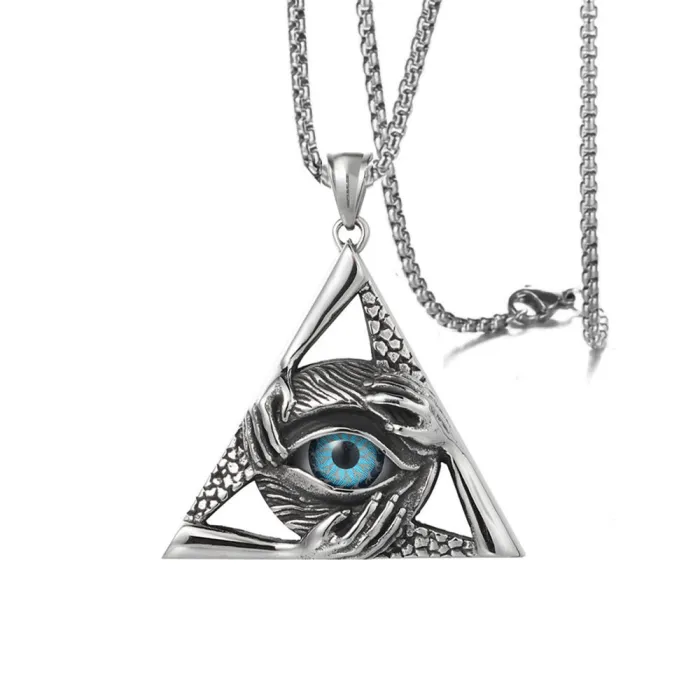 European & American Titanium Steel Cast Triangle Eye Pendant Necklace | 304 Stainless Steel Fashion Accessory | Vintage Style Necklace