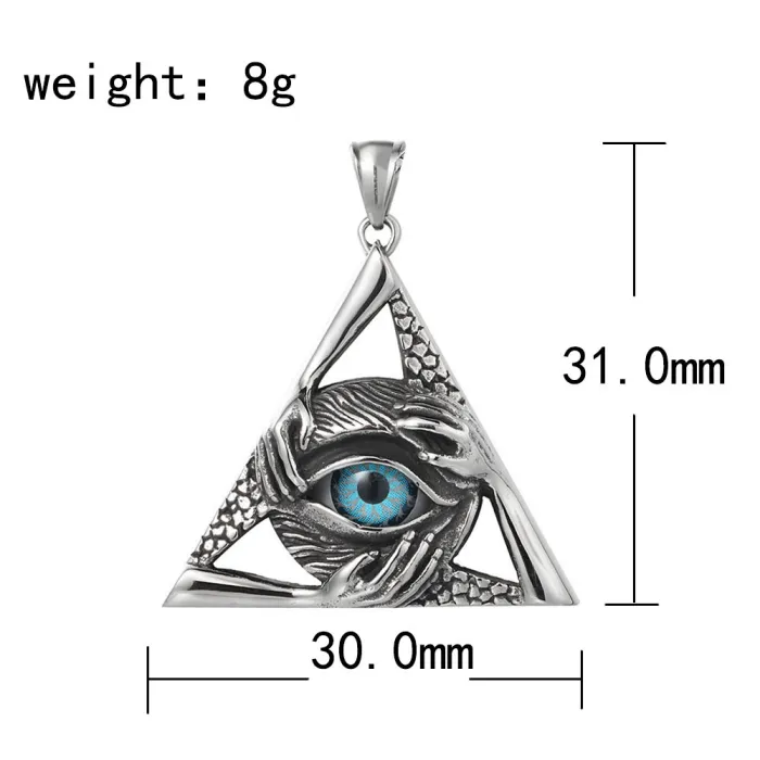 European & American Titanium Steel Cast Triangle Eye Pendant Necklace | 304 Stainless Steel Fashion Accessory | Vintage Style Necklace