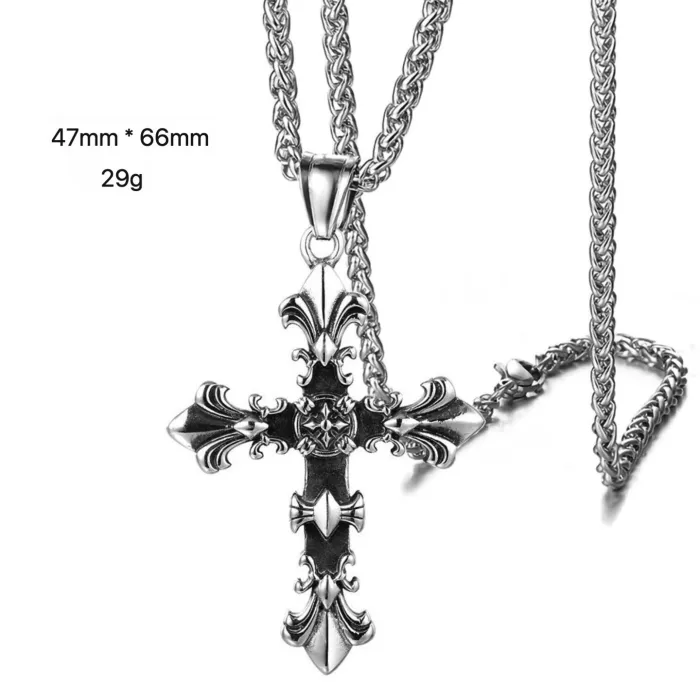Amazon New Vintage Cross Titanium Steel Pendant | Fleur-de-lis Cast Necklace | Stainless Steel Jewelry Accessory
