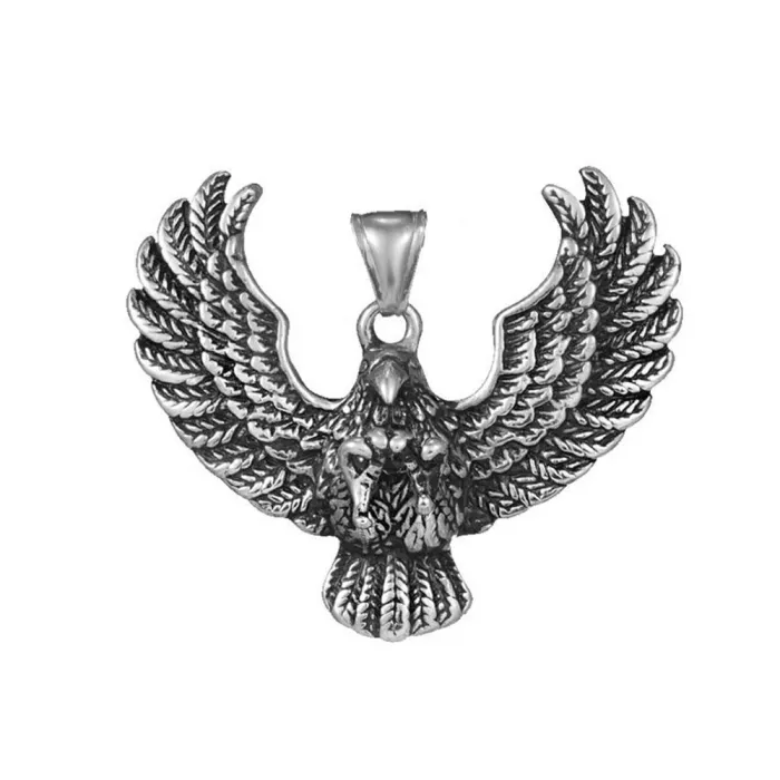 Factory Direct Titanium Steel Eagle Pendant | Punk Necklace for Men | Vintage Stainless Steel Cast Hawk Pendant