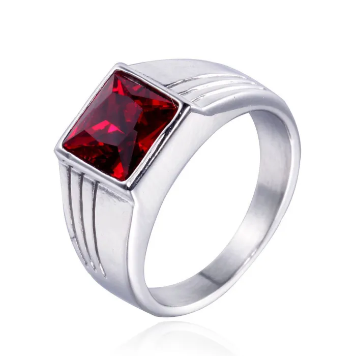 Wholesale Fashion Jewelry | Personalized Men's Titanium Steel Gemstone Ring | Stainless Steel Ring