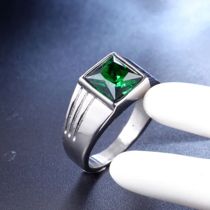 Wholesale Fashion Jewelry | Personalized Men's Titanium Steel Gemstone Ring | Stainless Steel Ring