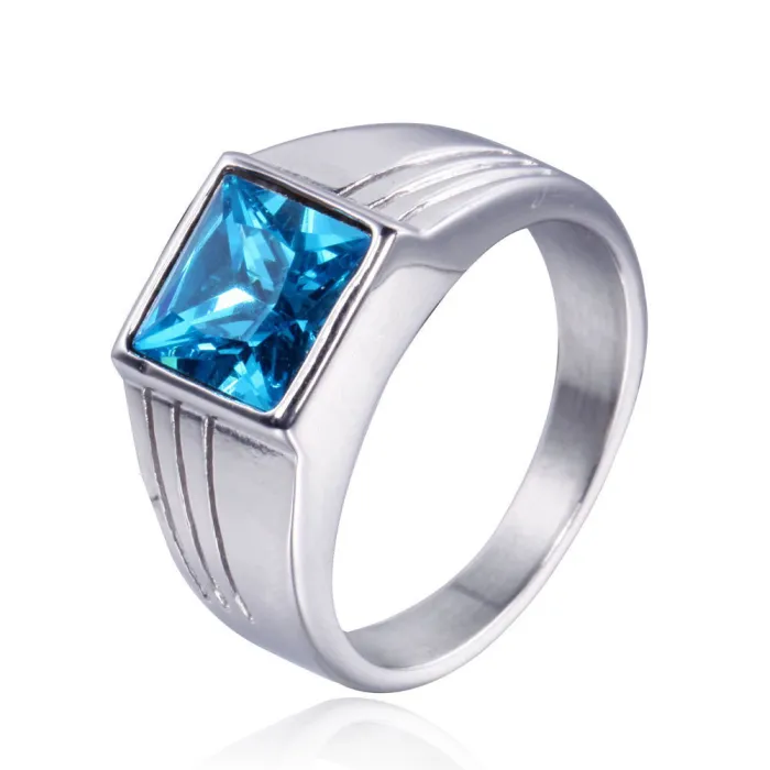 Wholesale Fashion Jewelry | Personalized Men's Titanium Steel Gemstone Ring | Stainless Steel Ring