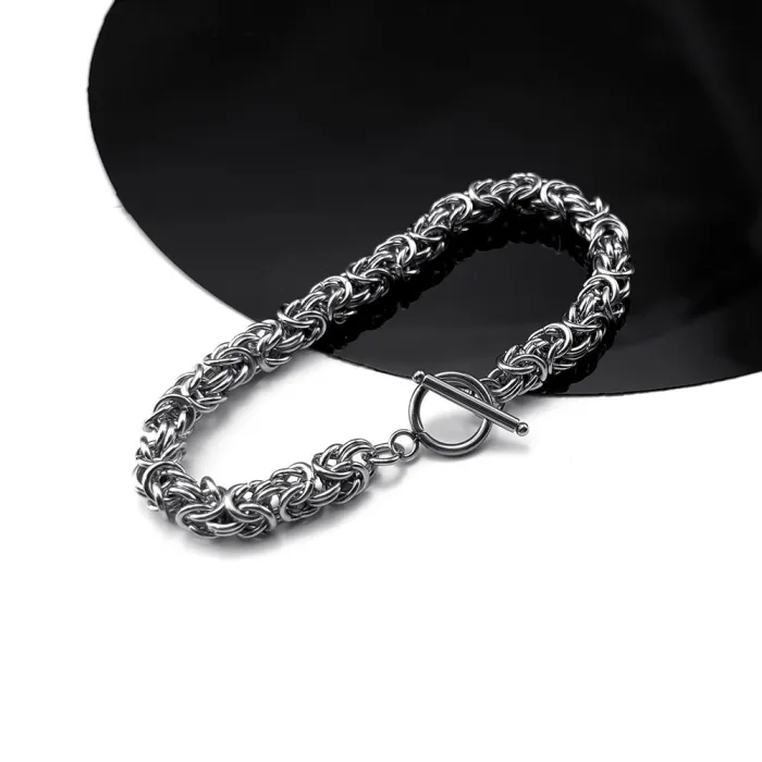 Niche Design Titanium Steel Woven Bracelet with OT Clasp | Vintage Minimalist Jewelry | Stainless Steel Loop Chain