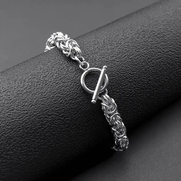 Niche Design Titanium Steel Woven Bracelet with OT Clasp | Vintage Minimalist Jewelry | Stainless Steel Loop Chain