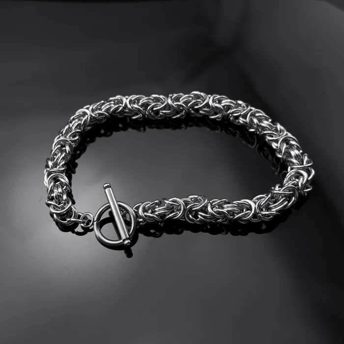 Niche Design Titanium Steel Woven Bracelet with OT Clasp | Vintage Minimalist Jewelry | Stainless Steel Loop Chain