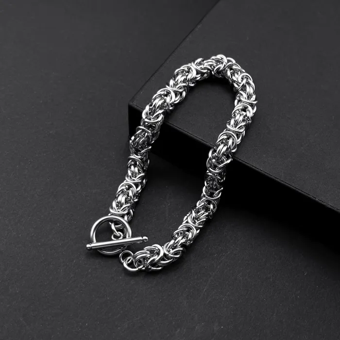 Niche Design Titanium Steel Woven Bracelet with OT Clasp | Vintage Minimalist Jewelry | Stainless Steel Loop Chain