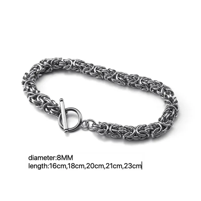 Niche Design Titanium Steel Woven Bracelet with OT Clasp | Vintage Minimalist Jewelry | Stainless Steel Loop Chain