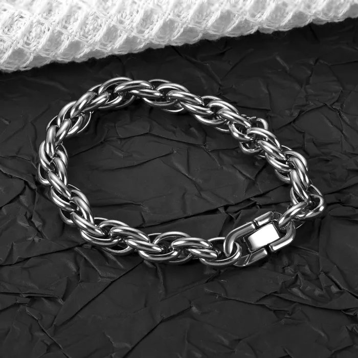 Cross-Border Woven Titanium Steel Bracelet | Vintage Minimalist Men's Handmade Chain | Thick Stainless Steel Twist Chain