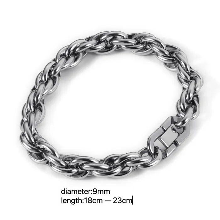 Cross-Border Woven Titanium Steel Bracelet | Vintage Minimalist Men's Handmade Chain | Thick Stainless Steel Twist Chain