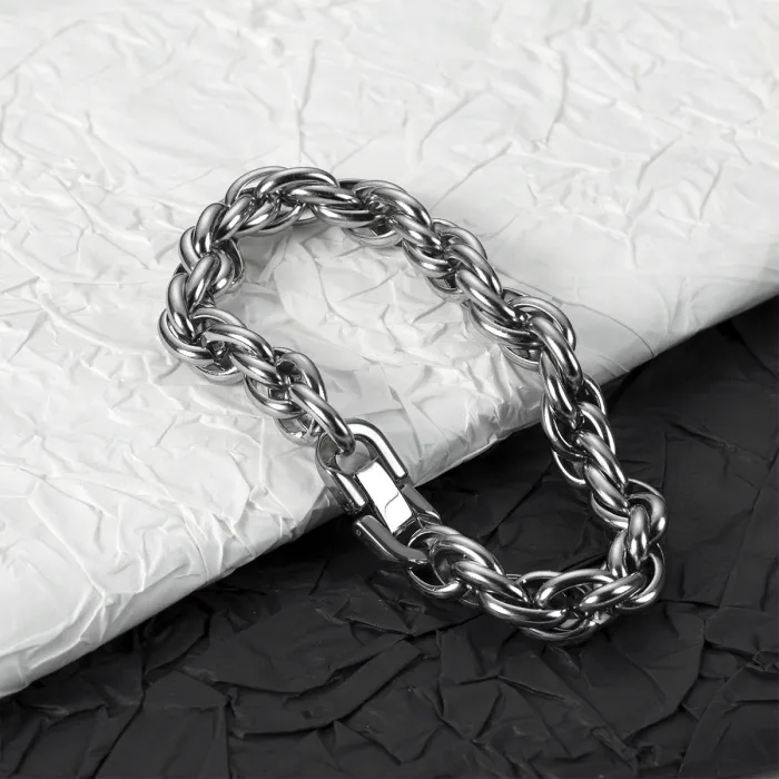 Cross-Border Woven Titanium Steel Bracelet | Vintage Minimalist Men's Handmade Chain | Thick Stainless Steel Twist Chain