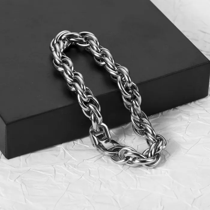 Cross-Border Woven Titanium Steel Bracelet | Vintage Minimalist Men's Handmade Chain | Thick Stainless Steel Twist Chain