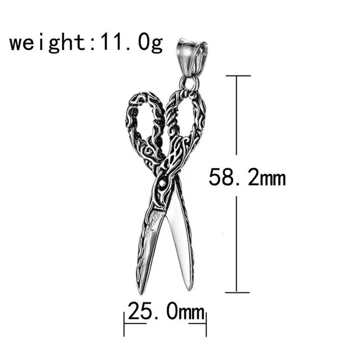 European & American Vintage Titanium Steel Cast Scissors Pendant Necklace | Stainless Steel Scissors Jewelry Accessory | Vacuum 18K Gold Plated