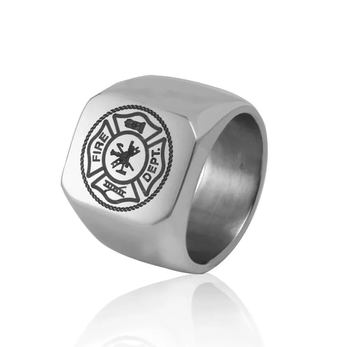 New Titanium Steel National Emblem Men's Ring | Minimalist Personalized Commemorative Band | Men's Stainless Steel Square Ring