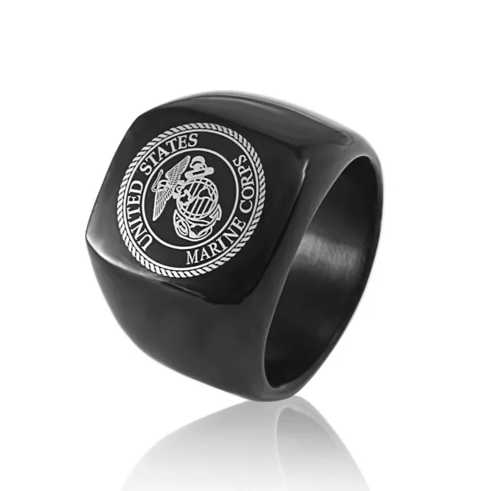 New Titanium Steel National Emblem Men's Ring | Minimalist Personalized Commemorative Band | Men's Stainless Steel Square Ring