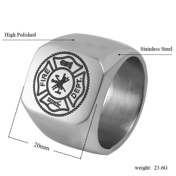 New Titanium Steel National Emblem Men's Ring | Minimalist Personalized Commemorative Band | Men's Stainless Steel Square Ring
