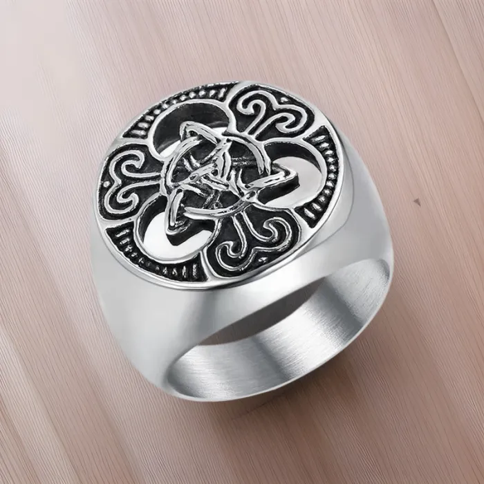 Men's Celtic Knot Ring – Vintage Viking Style, Hollow Design, Stainless Steel & Titanium Steel