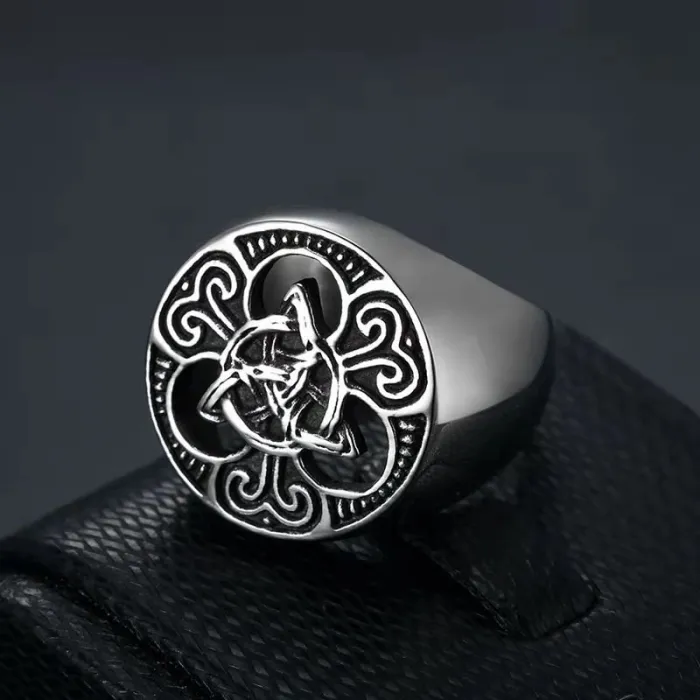 Men's Celtic Knot Ring – Vintage Viking Style, Hollow Design, Stainless Steel & Titanium Steel