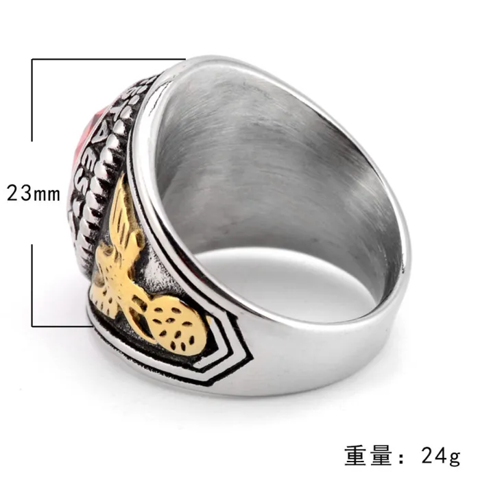 Men's Eagle Gemstone Military Ring – Bold Soaring Hawk Design, Vintage Titanium Steel