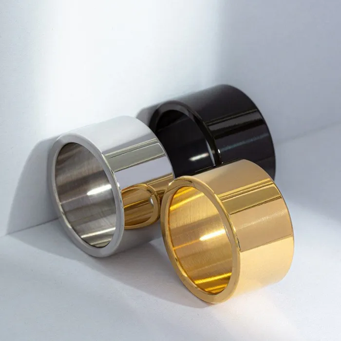 Men's Wide Band Ring – 12MM Polished Flat Surface, Fashionable New Design for 2025