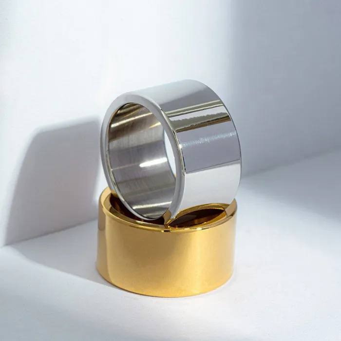 Men's Wide Band Ring – 12MM Polished Flat Surface, Fashionable New Design for 2025
