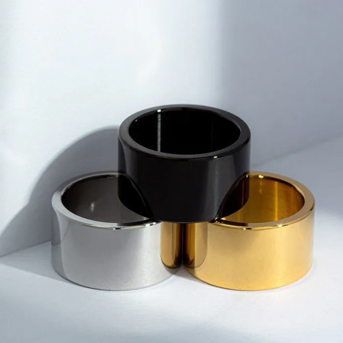 Men's Wide Band Ring – 12MM Polished Flat Surface, Fashionable New Design for 2025