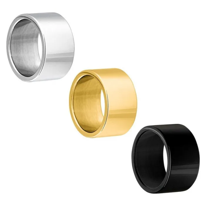 Men's Wide Band Ring – 12MM Polished Flat Surface, Fashionable New Design for 2025