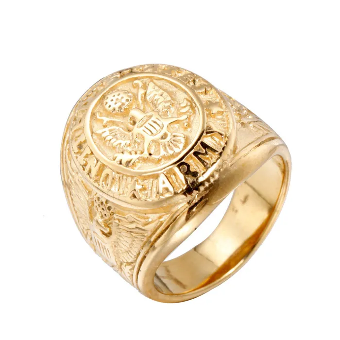 Men's Punk Eagle Badge Ring – Hip-Hop Street Style, Stainless Steel, Wholesale Jewelry