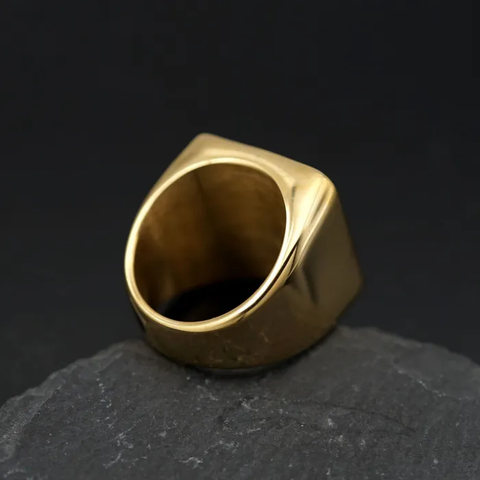 Men's Iced Out Lion Ring – 316L Stainless Steel, Gold Plated, Hip-Hop Rapper Style, Wholesale
