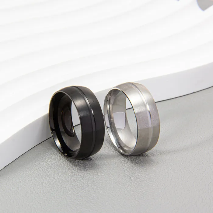 Men's Matte Black Ring – 8MM Stainless Steel Band, Minimalist Fashion Jewelry, Wholesale