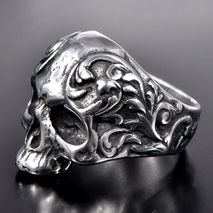 Men's Punk Statement Ring – Bold Hip-Hop Style, Vintage Titanium Steel, Wholesale
