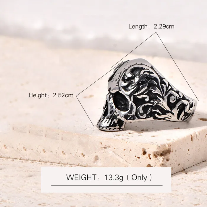 Men's Punk Statement Ring – Bold Hip-Hop Style, Vintage Titanium Steel, Wholesale