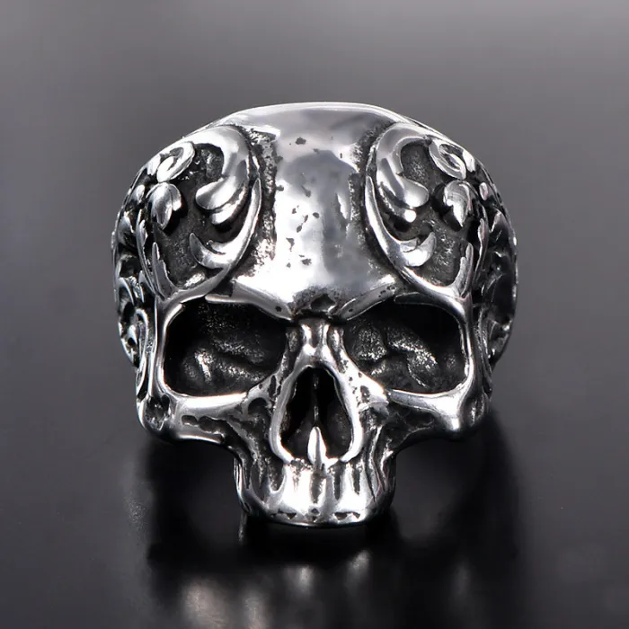 Men's Punk Statement Ring – Bold Hip-Hop Style, Vintage Titanium Steel, Wholesale
