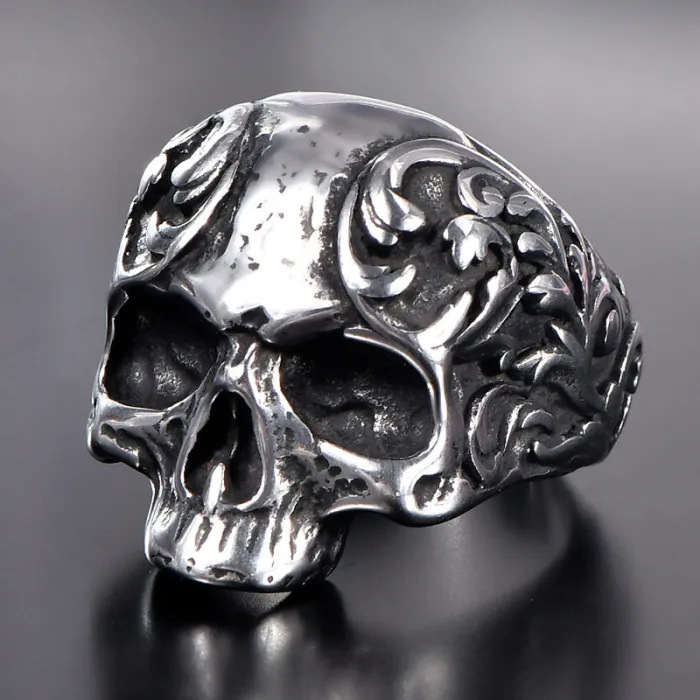 Men's Punk Statement Ring – Bold Hip-Hop Style, Vintage Titanium Steel, Wholesale