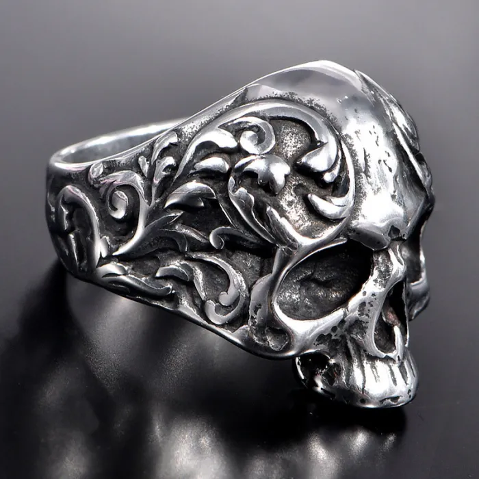 Men's Punk Statement Ring – Bold Hip-Hop Style, Vintage Titanium Steel, Wholesale