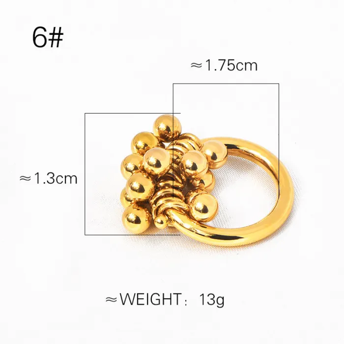 Women's Beaded Ball Ring – Dainty Gold-Plated Grape Cluster Design, Minimalist Style, Wholesale