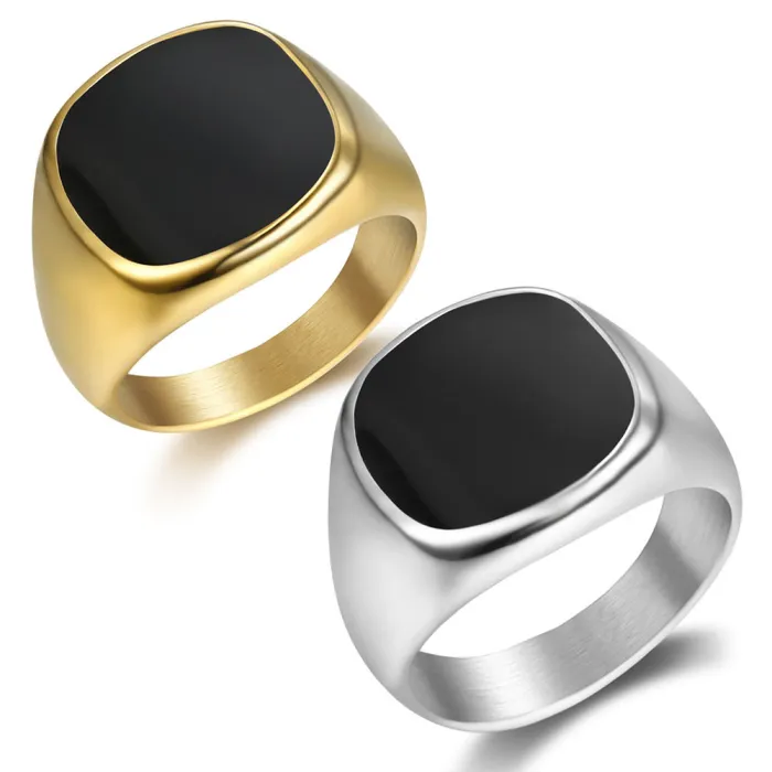 Gold Titanium Steel Ring – Glossy Epoxy Finish, Unisex Design, Polished Stainless Steel, Wholesale
