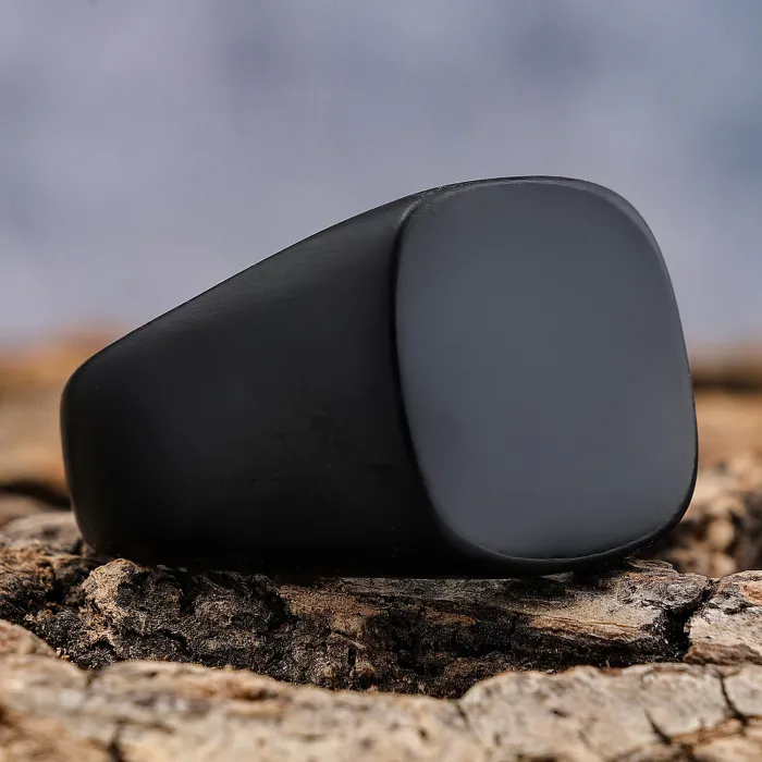 Men's Matte Black Ring – Street Style Minimalist Band, Sandblasted Stainless Steel, Wholesale