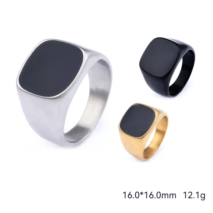 Men's Matte Black Ring – Street Style Minimalist Band, Sandblasted Stainless Steel, Wholesale