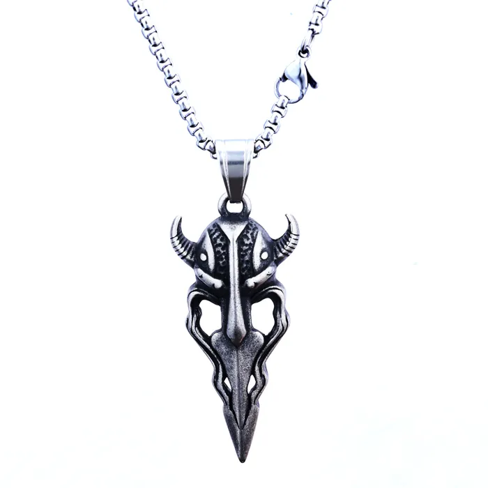 Men's Vintage Mask Pendant – Stainless Steel Statement Necklace, Punk Street Style, Wholesale