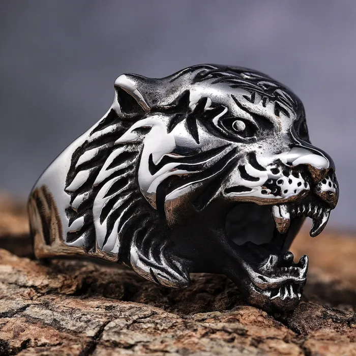 Men's Panther Head Ring – Punk Animal Design, Titanium Steel, Bold Statement Style, Wholesale