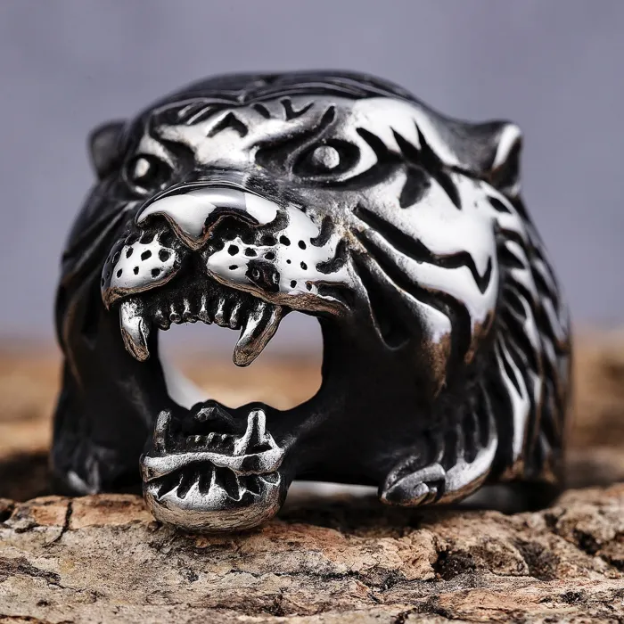 Men's Panther Head Ring – Punk Animal Design, Titanium Steel, Bold Statement Style, Wholesale