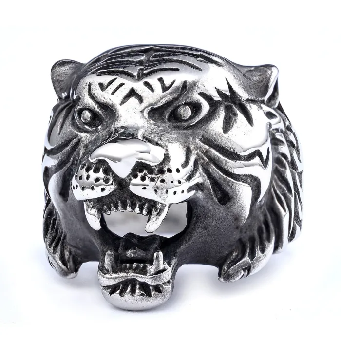 Men's Panther Head Ring – Punk Animal Design, Titanium Steel, Bold Statement Style, Wholesale