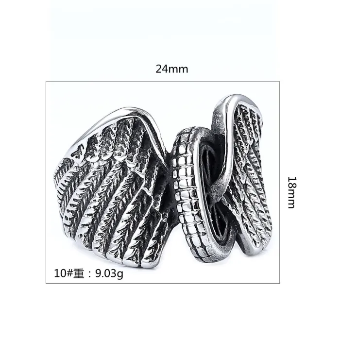Motorcycle Wheel Wing Ring – Unisex Biker Style, Stainless Steel, Punk Fashion, Wholesale