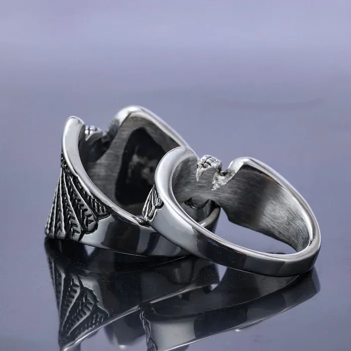 Motorcycle Wheel Wing Ring – Unisex Biker Style, Stainless Steel, Punk Fashion, Wholesale