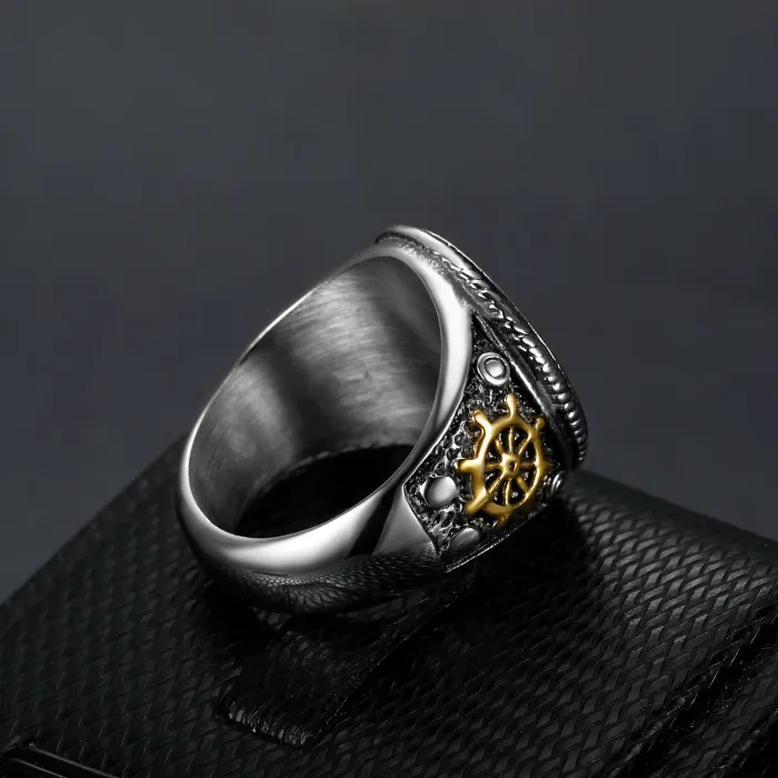 Men's Pirate Skull Ring – Creative Punk Style, Titanium Steel, Biker Jewelry, Wholesale